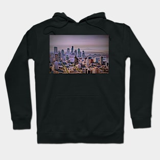 USA. Seattle. Downtown. Sunrise. Hoodie